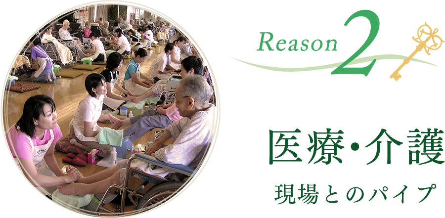 医療・介護現場とのパイプ｜リフレクソロジーを学ぶなら日本リフレクソロジスト養成学院REFLE（リフレ）